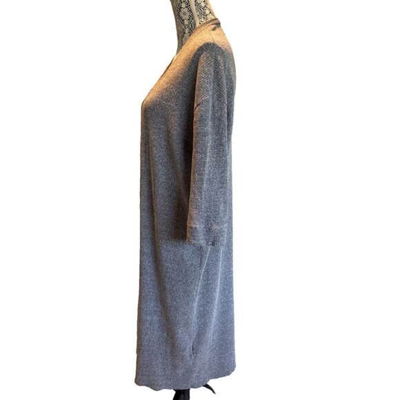 Oak + Fort duster ribbed long cardigan grey open cardigan light weight size X SM - Picture 2 of 11